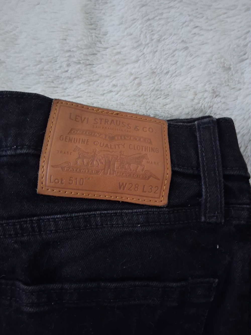 Levi's Black Skinny Jeans with Tan Leather Patch